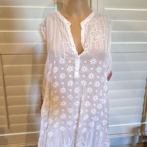NWT Johnny Was White Embroidered Turia Tank XL